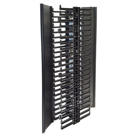 QUEST MFG Vertical Dual Large Finger Duct With Hinged Covers for Open Racks, 240-340 Cables, 22.5U, Black VF-04-240DH